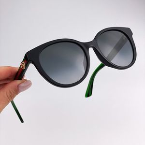 GUCCI GG0702SKN 004 Sunglasses Black Green Red Gray Round Women